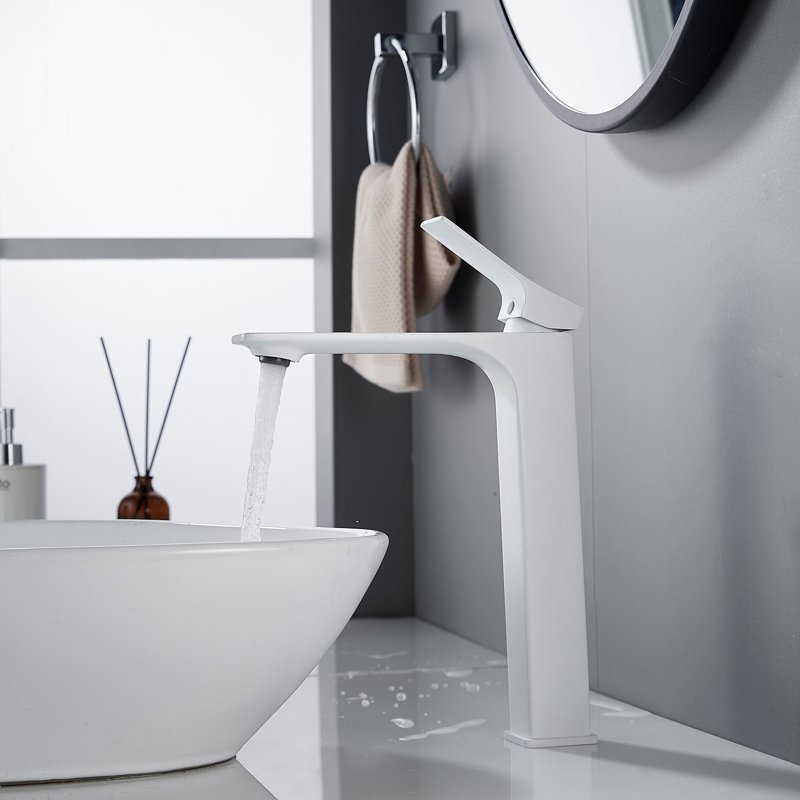 Смеситель для раковины высокий Shevanik S6111C, белый