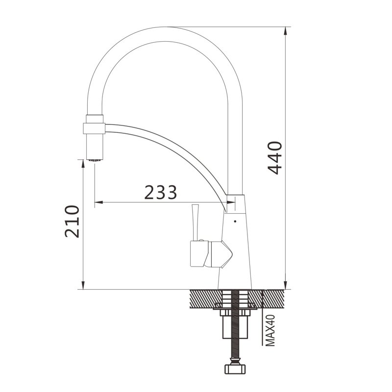 Смеситель для кухни с гибким изливом Shevanik S743-9, хром/серый