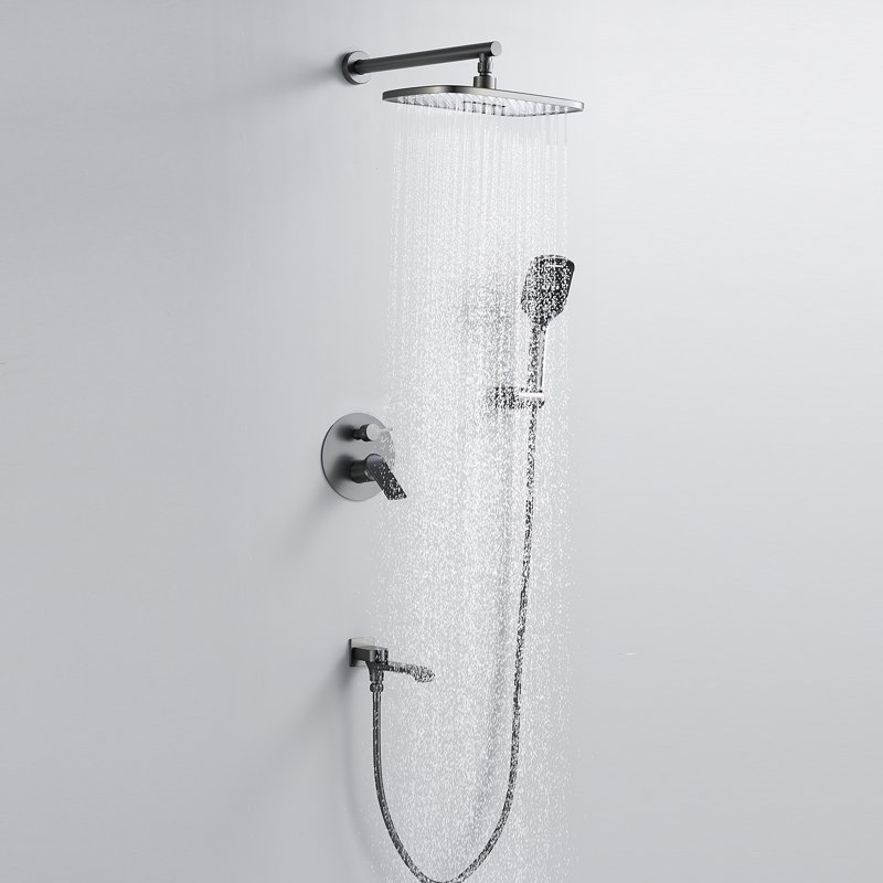 Душевая система встраиваемая Shevanik S4135T, оружейная сталь