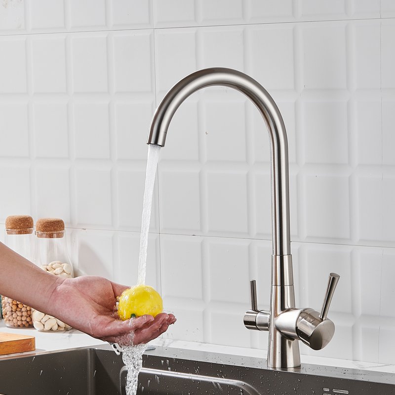 Смеситель для кухни с подключением фильтра Shevanik S428L, сатин