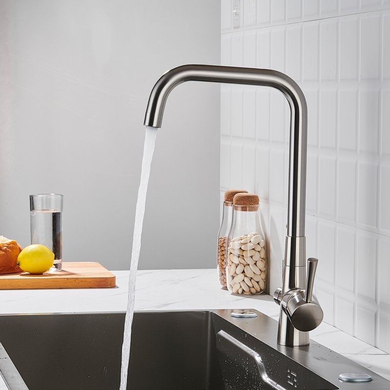 Смеситель для кухни с подключением фильтра Shevanik S528L, сатин