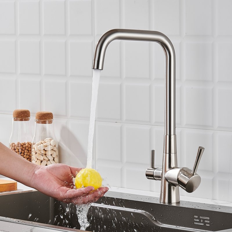 Смеситель для кухни с подключением фильтра Shevanik S528L, сатин