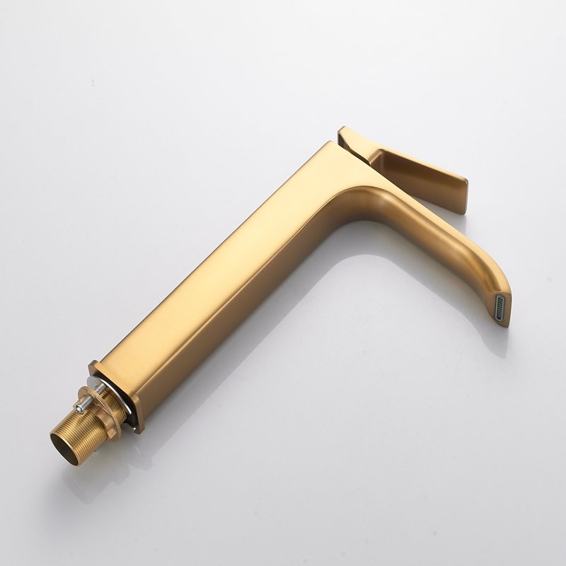 Смеситель для раковины высокий Shevanik S4011G, золотой сатин