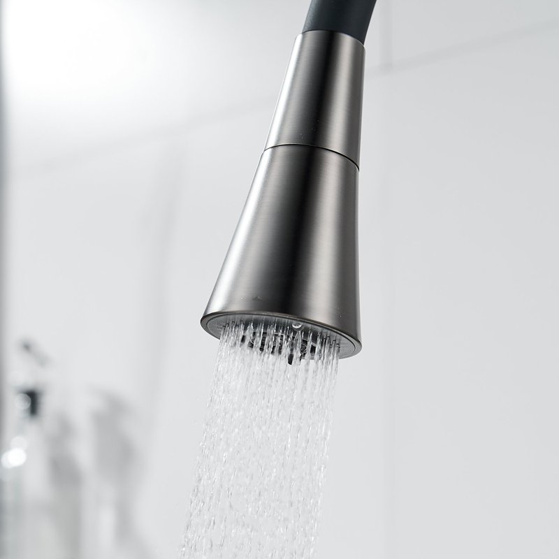 Смеситель для кухни с гибким изливом Shevanik S543T-3, оружейная сталь/черный