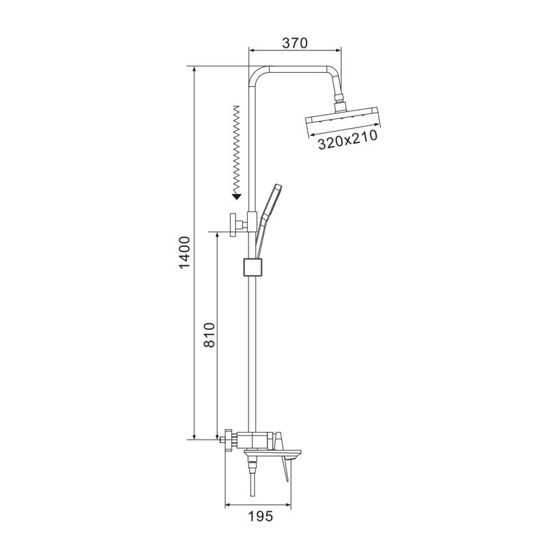 Душевая система Shevanik S8236H, черный