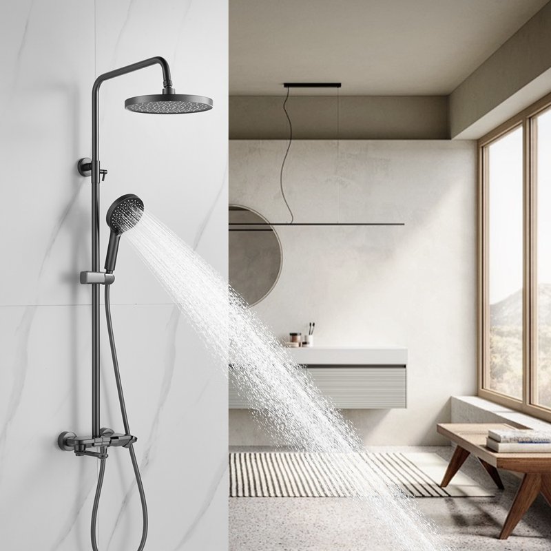 Душевая система Shevanik S9636T, оружейная сталь