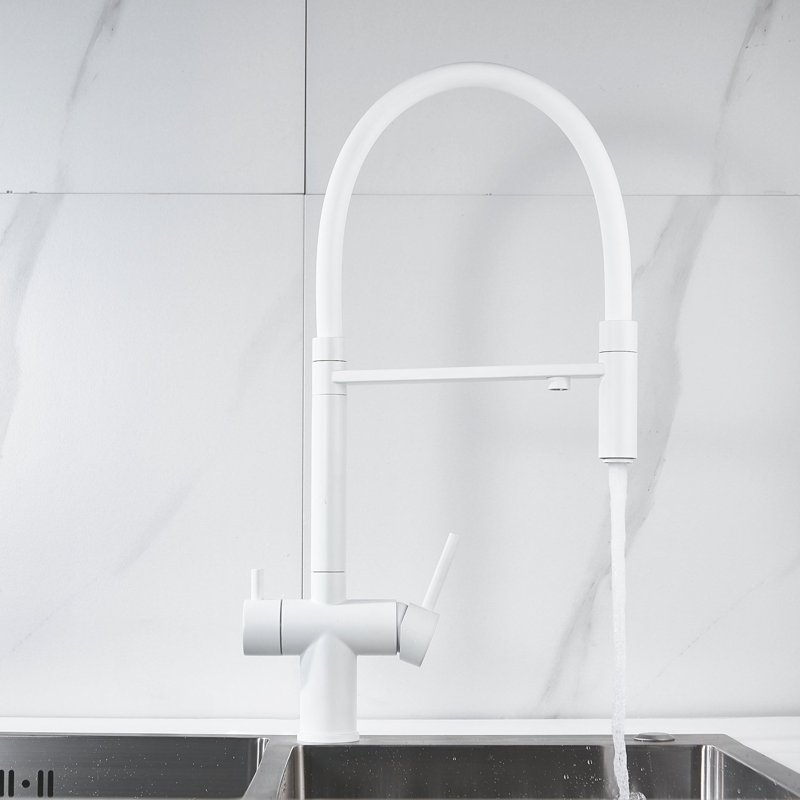 Смеситель для кухни с подключением фильтра Shevanik S178C, белый