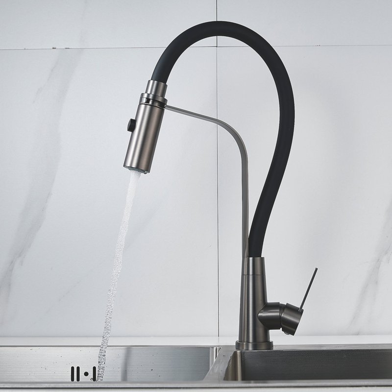 Смеситель для кухни с гибким изливом и режимом 