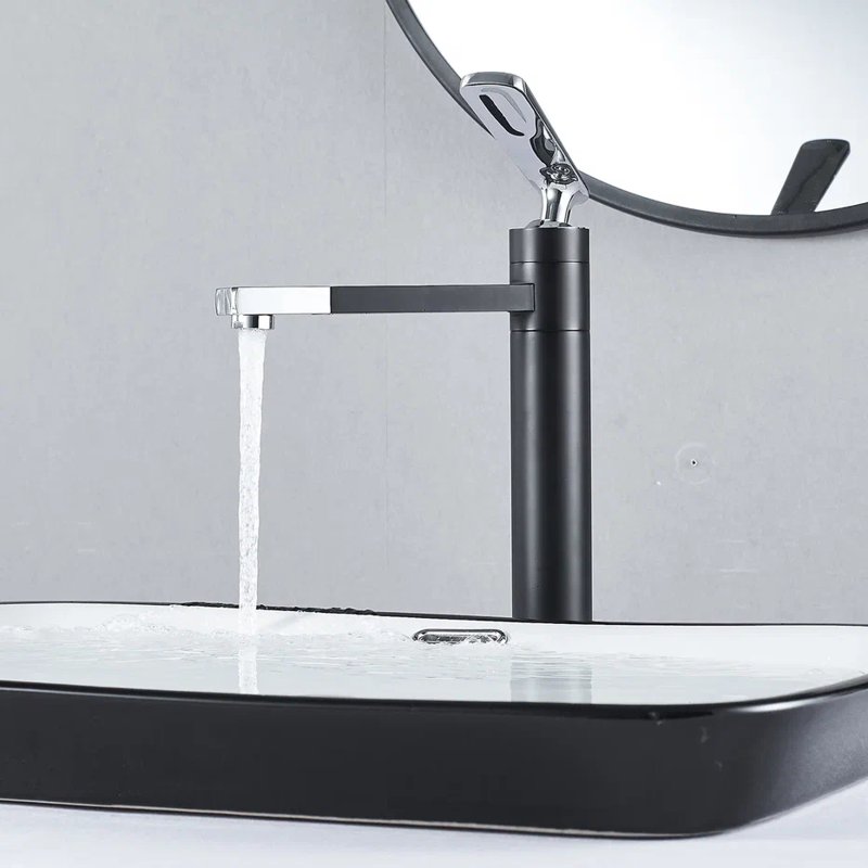 Смеситель для раковины с поворотным носиком Shevanik S6611H, черный/хром