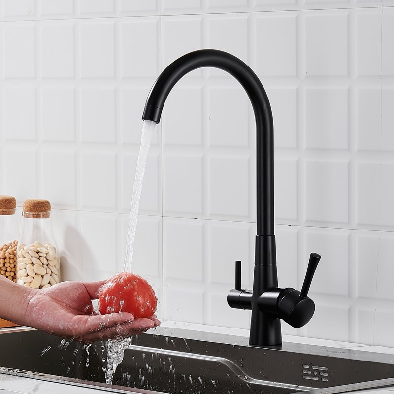 Смеситель для кухни с подключением фильтра Shevanik S428H, черный