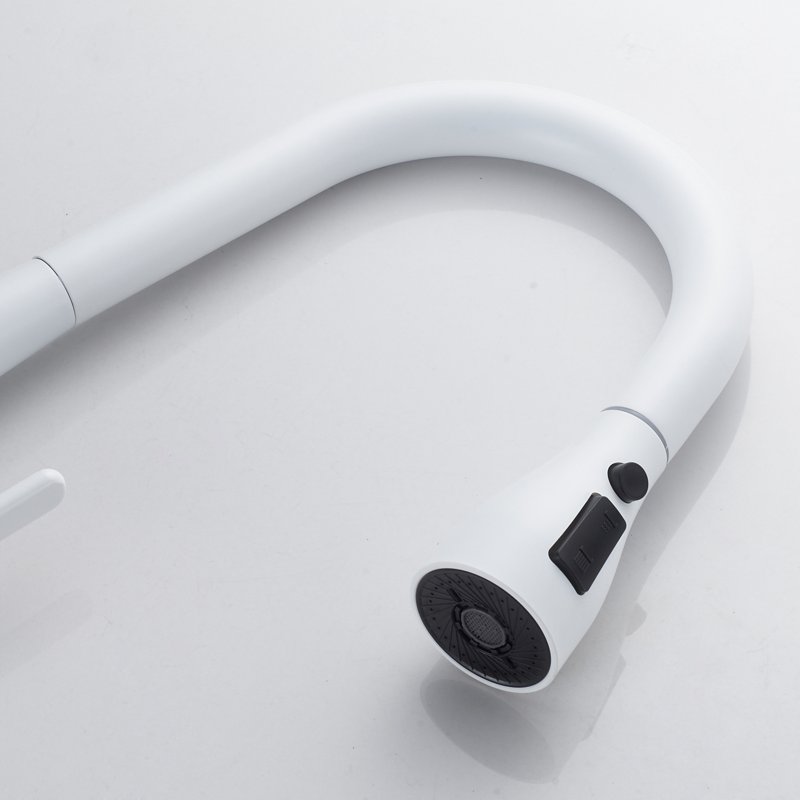 Смеситель для кухни с выдвижным изливом Shevanik S363C, белый