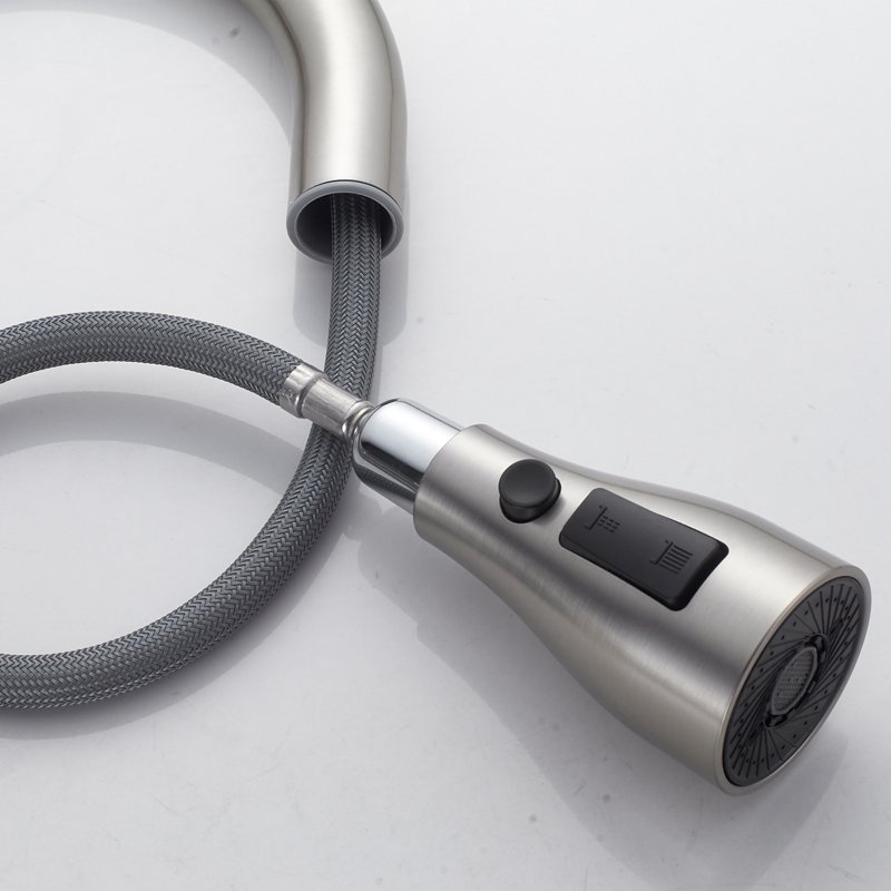 Смеситель для кухни с выдвижным изливом Shevanik S363L, сатин