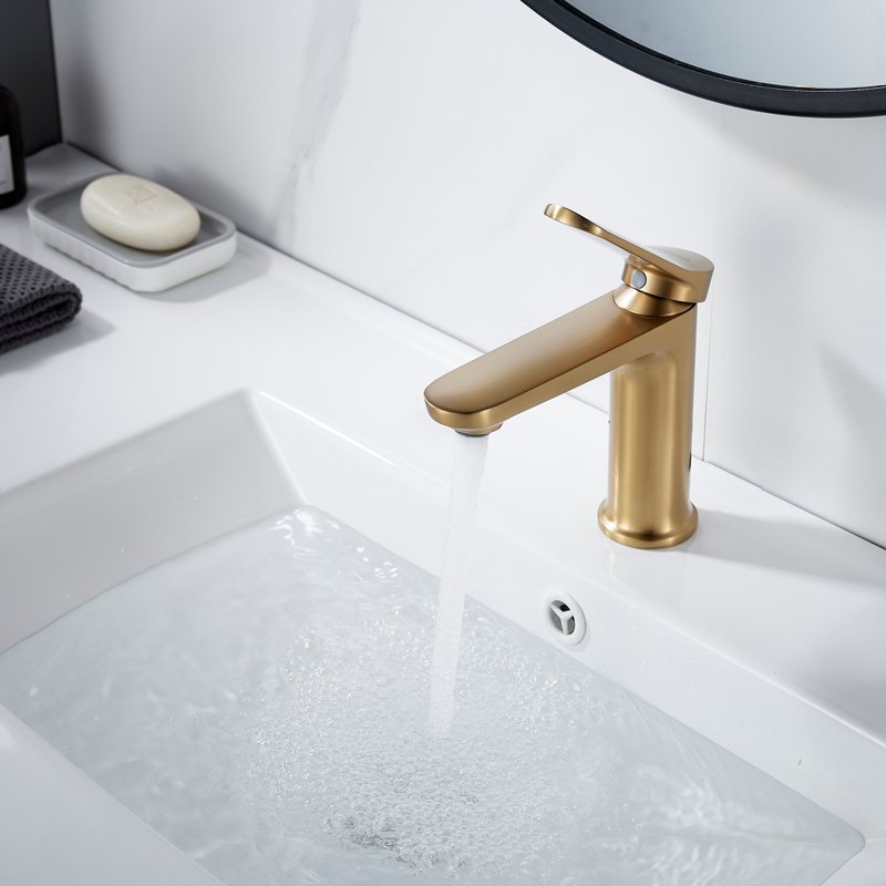 Смеситель для раковины Shevanik S4301G, золотой сатин