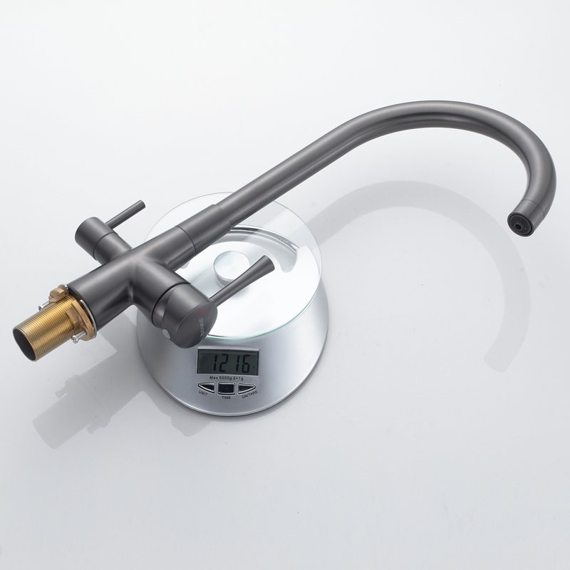 Смеситель для кухни с подключением фильтра Shevanik S428T, оружейная сталь