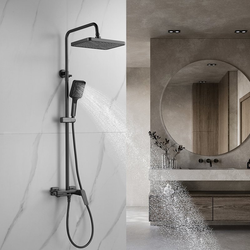 Душевая система Shevanik S8236T, оружейная сталь