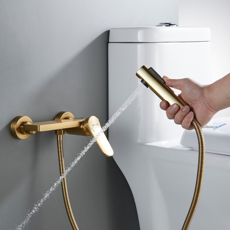 Гигиенический душ со смесителем Shevanik S9605T-1, оружейная сталь