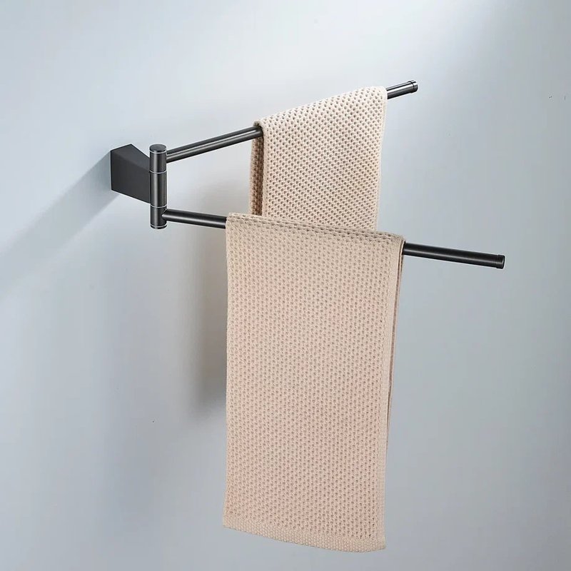 Полотенцедержатель поворотный двойной Shevanik SG5707T, оружейная сталь