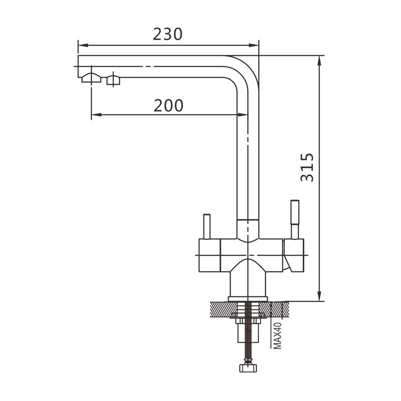Смеситель для кухни с подключением фильтра Shevanik S468H, черный
