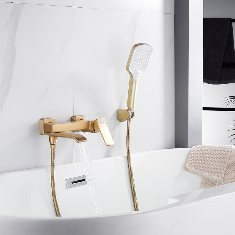 Смеситель для ванны Shevanik S4002G, золотой сатин