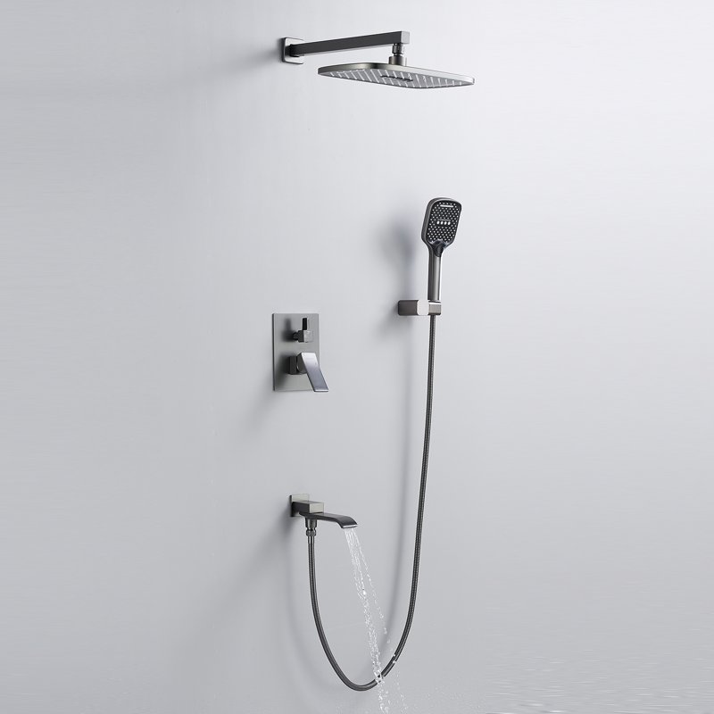 Душевая система встраиваемая Shevanik S4035T, оружейная сталь