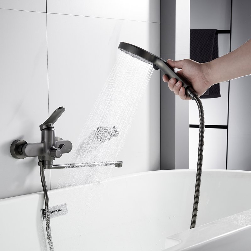 Смеситель для ванны Shevanik S4322T, оружейная сталь