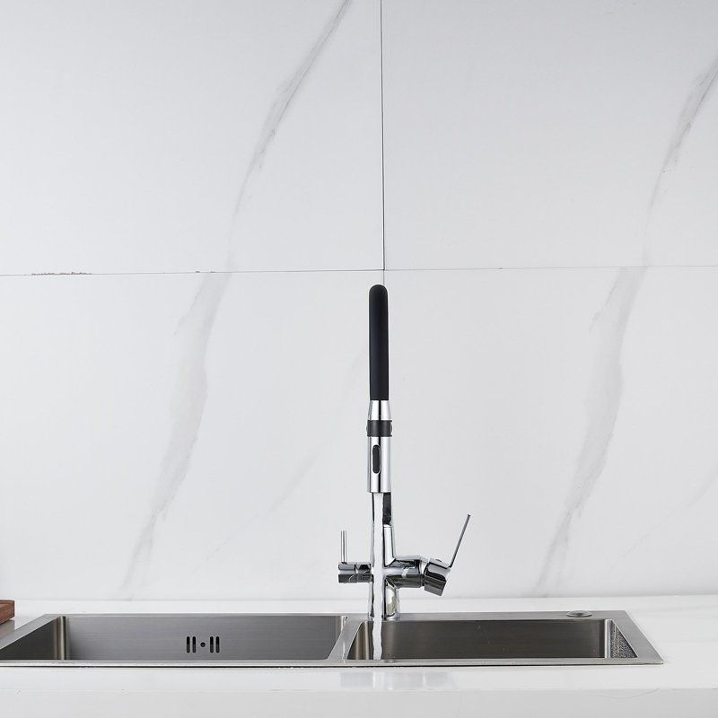 Смеситель для кухни с гибким изливом и подключением фильтра Shevanik S278, хром