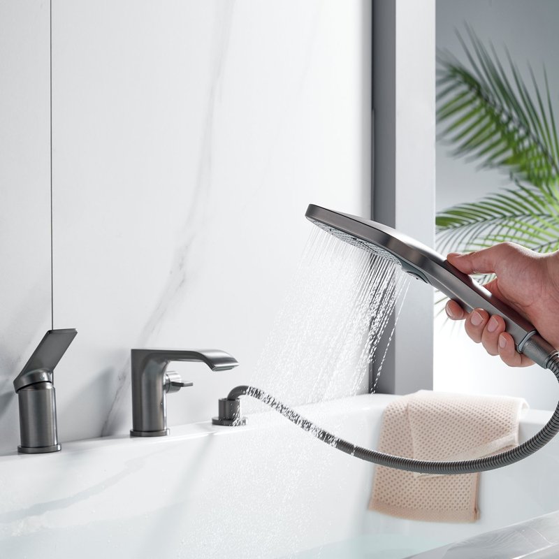 Смеситель на борт ванны Shevanik S4112T, оружейная сталь