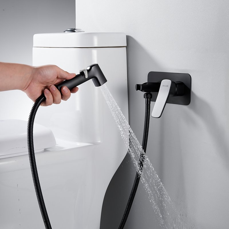 Гигиенический душ со смесителем Shevanik S8505T-1, оружейная сталь