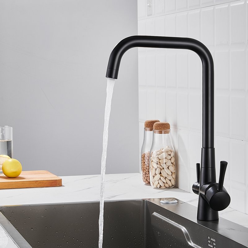 Смеситель для кухни с подключением фильтра Shevanik S528H, черный