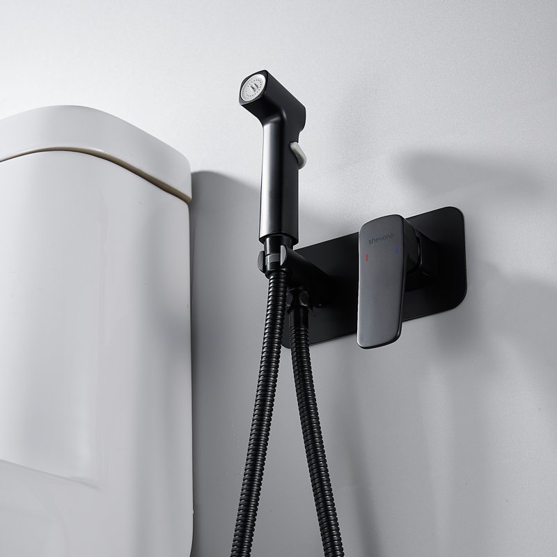 Гигиенический душ со смесителем Shevanik S8505T-1, оружейная сталь