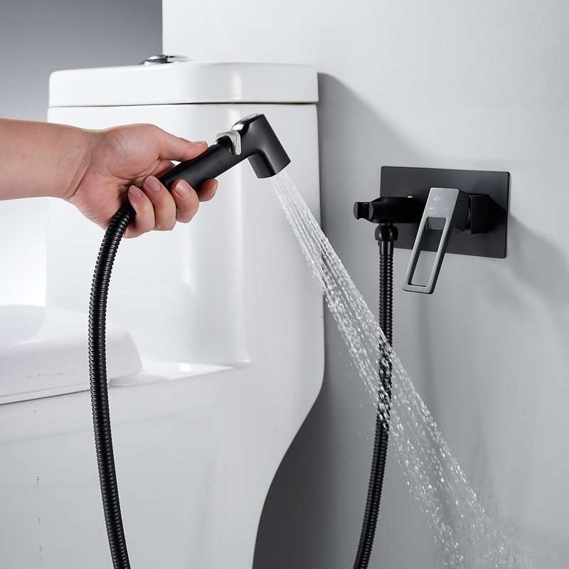 Гигиенический душ со смесителем Shevanik S6805T-1, оружейная сталь