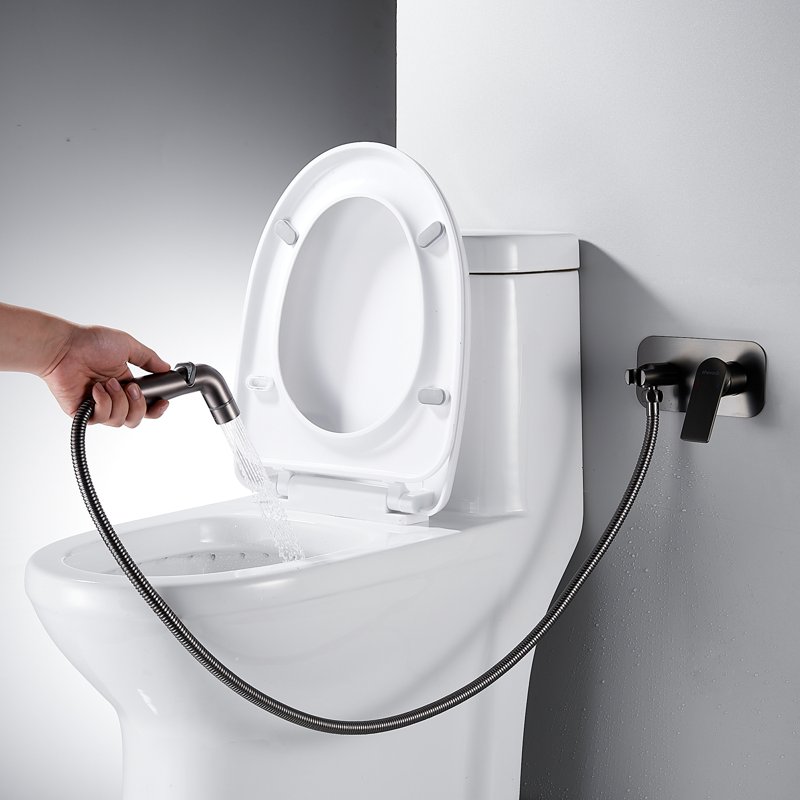 Гигиенический душ со смесителем Shevanik S9905T-1, оружейная сталь