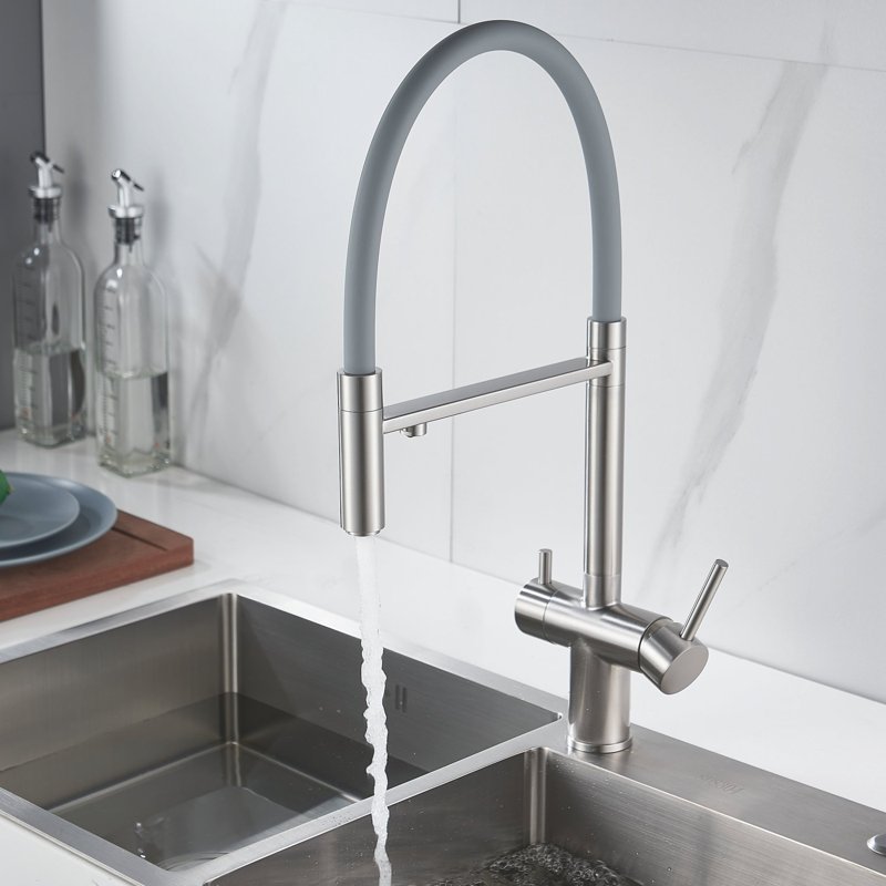 Смеситель для кухни с подключением фильтра Shevanik S178L, сатин