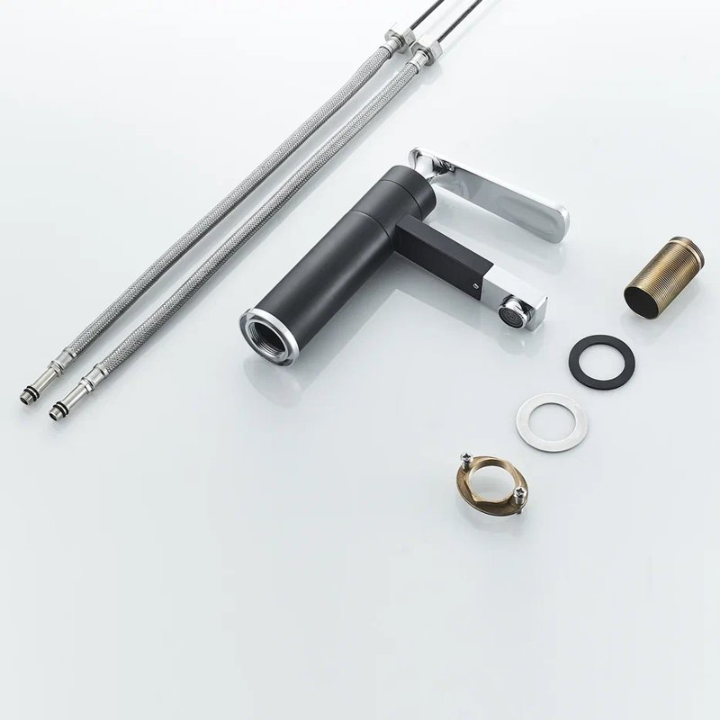 Смеситель для раковины с поворотным носиком Shevanik S6601H, черный/хром