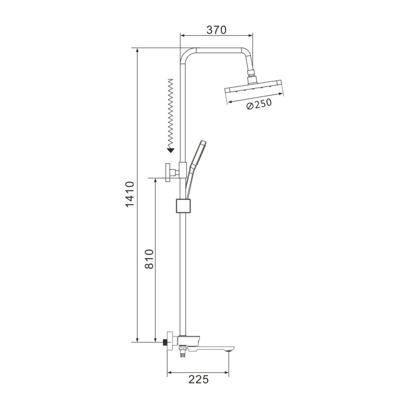 Душевая система Shevanik S9636H, черный