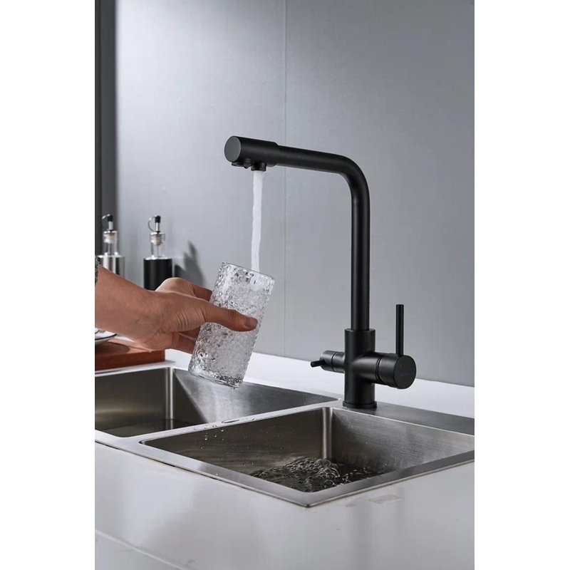 Смеситель для кухни с подключением фильтра Shevanik S328H, черный