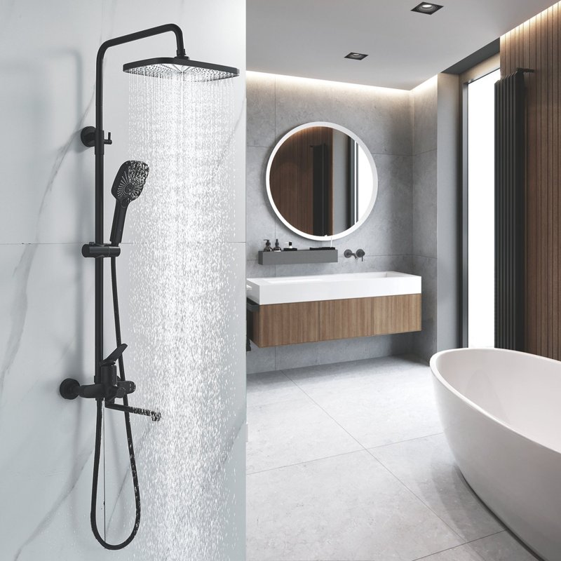 Душевая система Shevanik S6836T, оружейная сталь