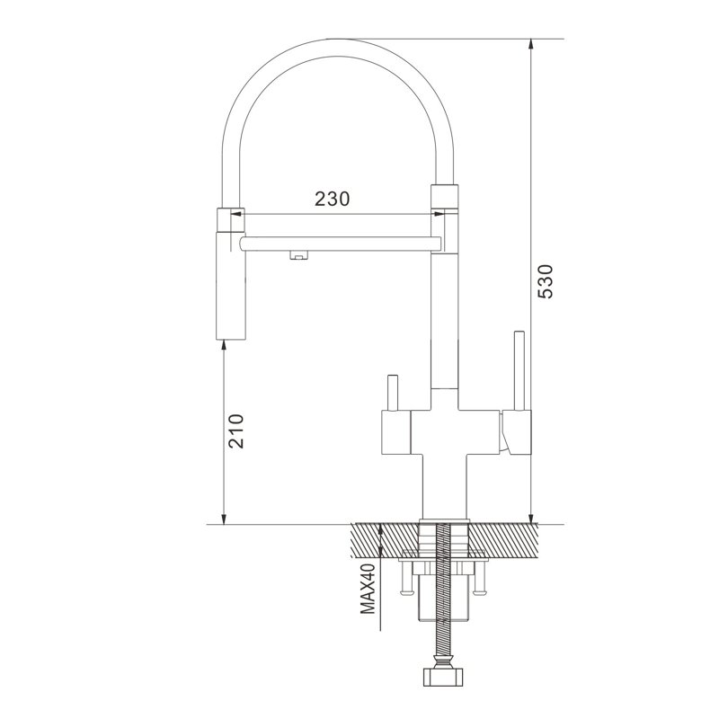 Смеситель для кухни с подключением фильтра Shevanik S178T, оружейная сталь