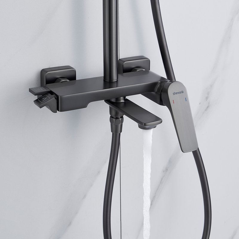 Душевая система Shevanik S8236T, оружейная сталь