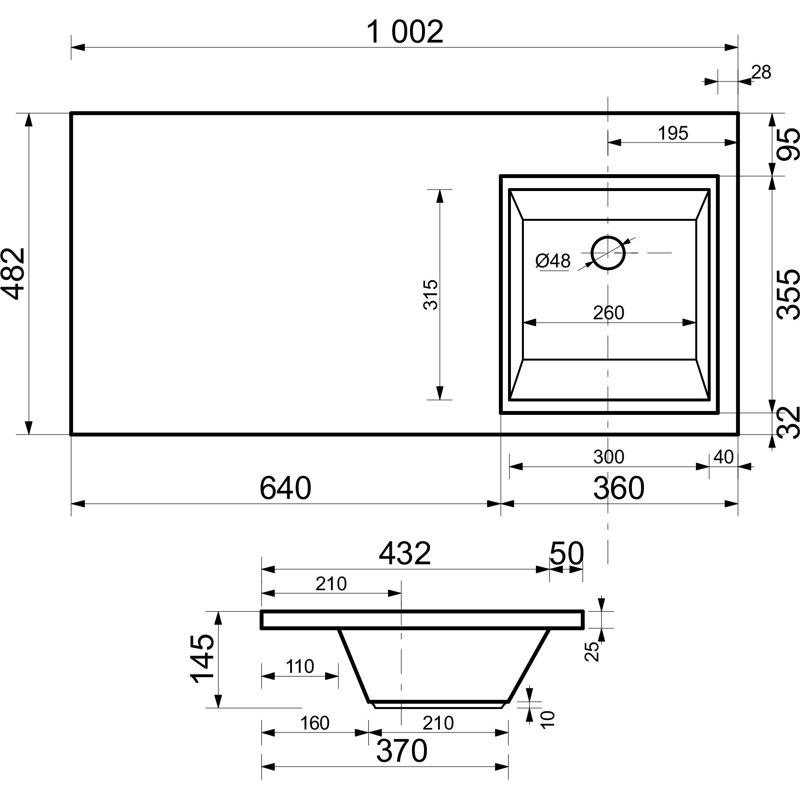Раковина Style Line ESTETUS Даллас 1000*480 правый