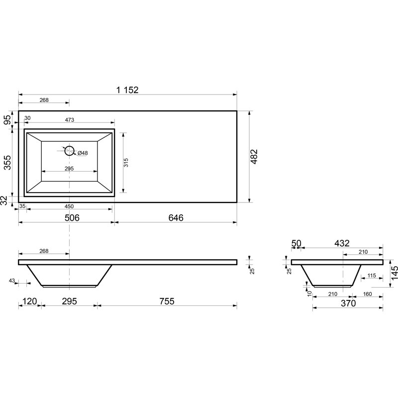 Раковина Style Line Даллас 1150*480 левый