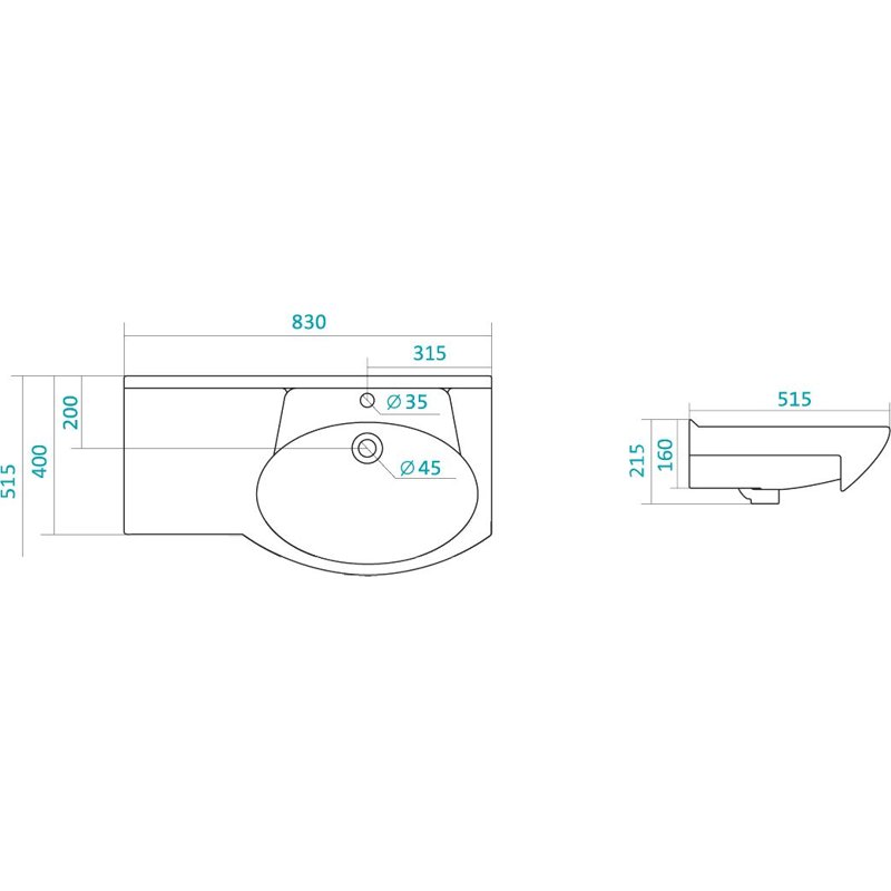 Раковина Style Line Коралл 82 Левая