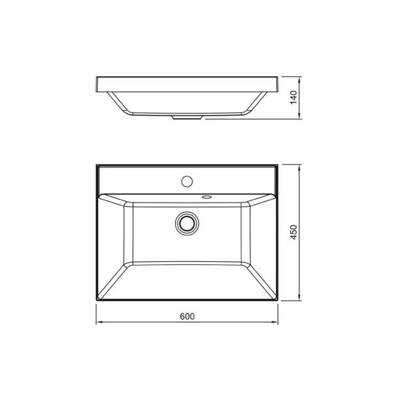 Умывальник ASTI 600x450 кварц, антрацит