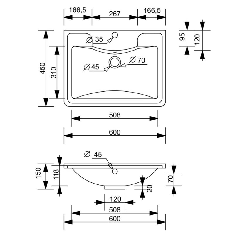 Раковина Style Line  Атлантик 60