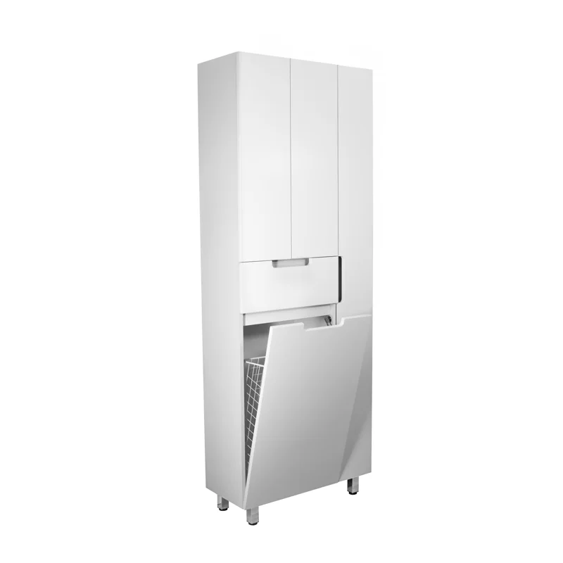 Шкаф пенал Style Line Оптима 70 ЛС-000010058 с бельевой корзиной Белый