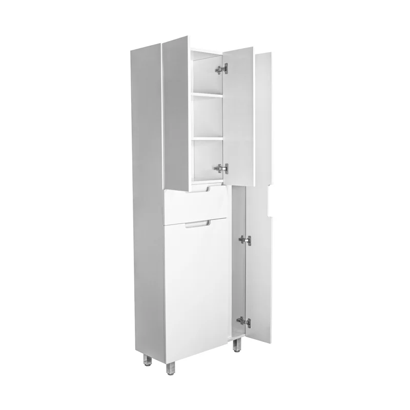 Шкаф пенал Style Line Оптима 70 ЛС-000010058 с бельевой корзиной Белый