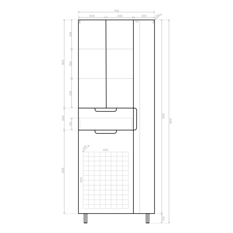 Шкаф пенал Style Line Оптима 70 ЛС-000010058 с бельевой корзиной Белый