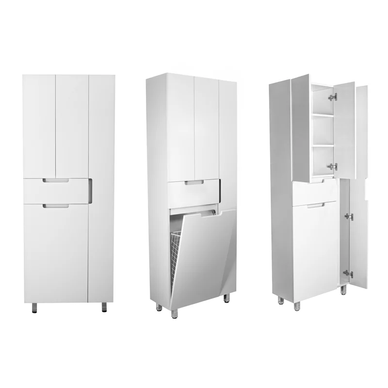 Шкаф пенал Style Line Оптима 70 ЛС-000010058 с бельевой корзиной Белый