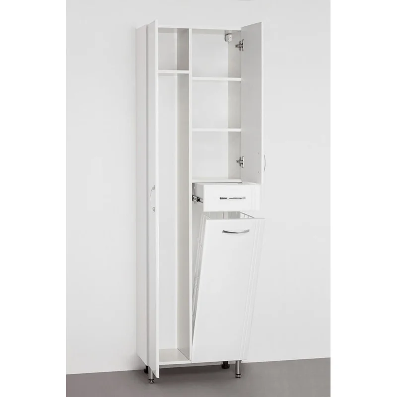 Шкаф пенал Style Line Эко Стандарт 54 с бельевой корзиной Белый