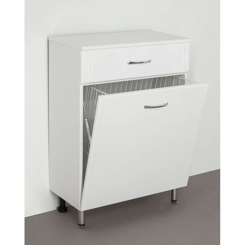 Комод Style Line Эко Стандарт ТН 60 с бельевой корзиной Белый глянец